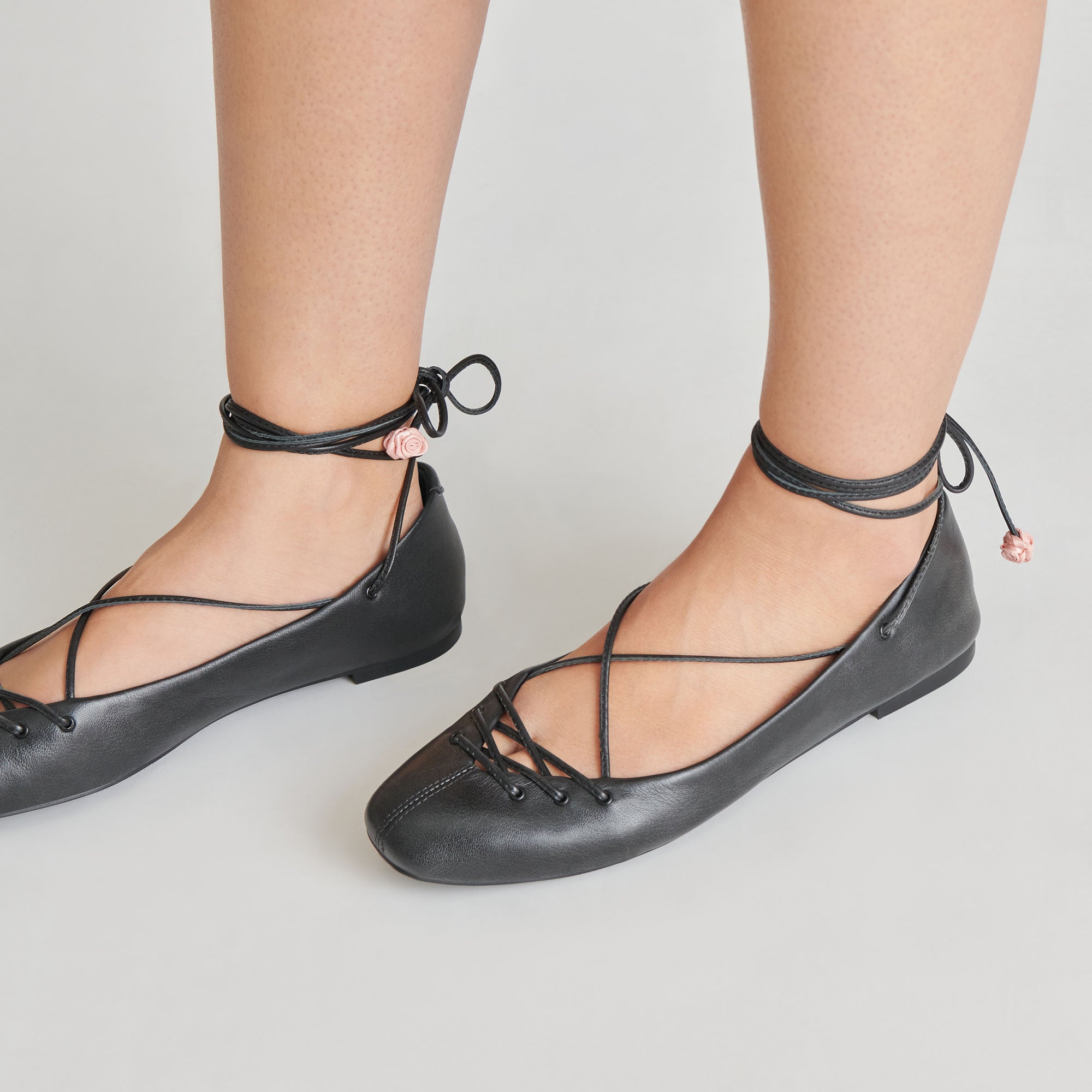 Black lace up ballet pumps on sale