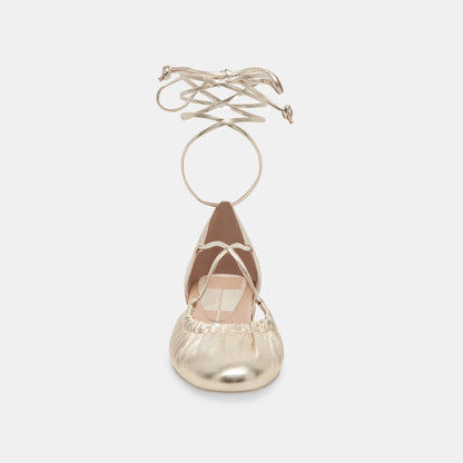 CANCUN BALLET FLATS LIGHT GOLD METALLIC LEATHER