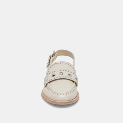 HARDI STUD LOAFERS IVORY CRINKLE PATENT