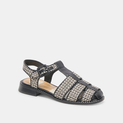 HOLIS SANDALS BLACK MULTI RAFFIA