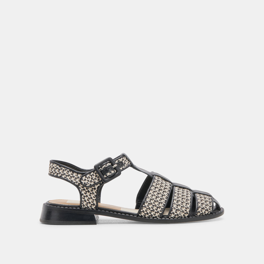 HOLIS SANDALS BLACK MULTI RAFFIA