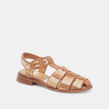 HOLIS SANDALS TAN MULTI RAFFIA