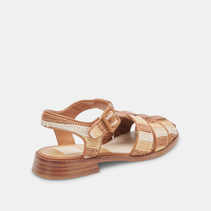 HOLIS SANDALS TAN MULTI RAFFIA