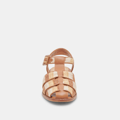 HOLIS SANDALS TAN MULTI RAFFIA