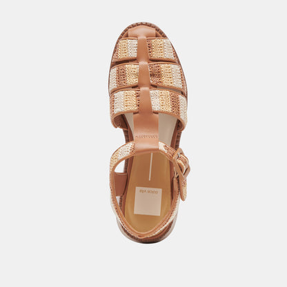 HOLIS SANDALS TAN MULTI RAFFIA