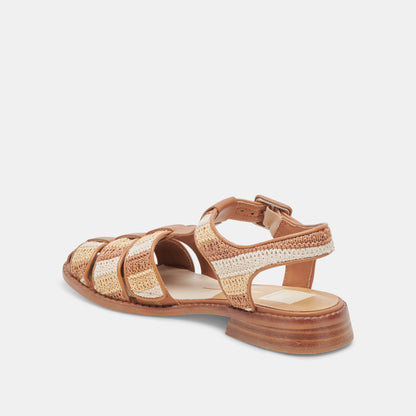 HOLIS SANDALS TAN MULTI RAFFIA