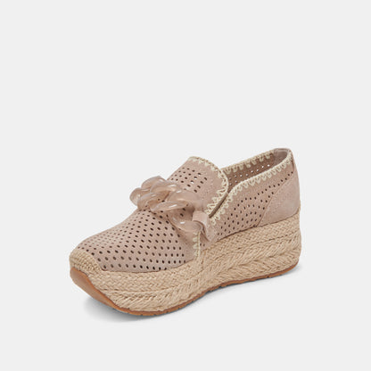 JHENEE ESPADRILLE SNEAKERS TAUPE PERFORATED SUEDE