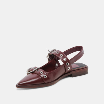 LABELL FLATS BURGUNDY CRINKLE PATENT