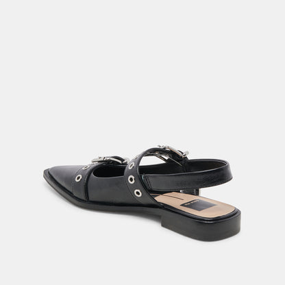 LABELL FLATS MIDNIGHT CRINKLE PATENT