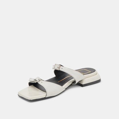 LAVERN SANDALS OFF WHITE CRINKLE PATENT