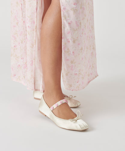 LILLY BALLET FLATS IVORY MULTI SATIN