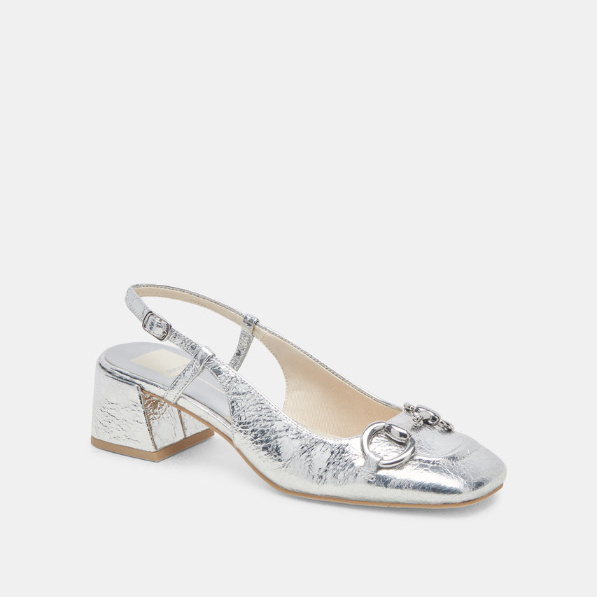 MELLI HEELS SILVER DISTRESSED LEATHER