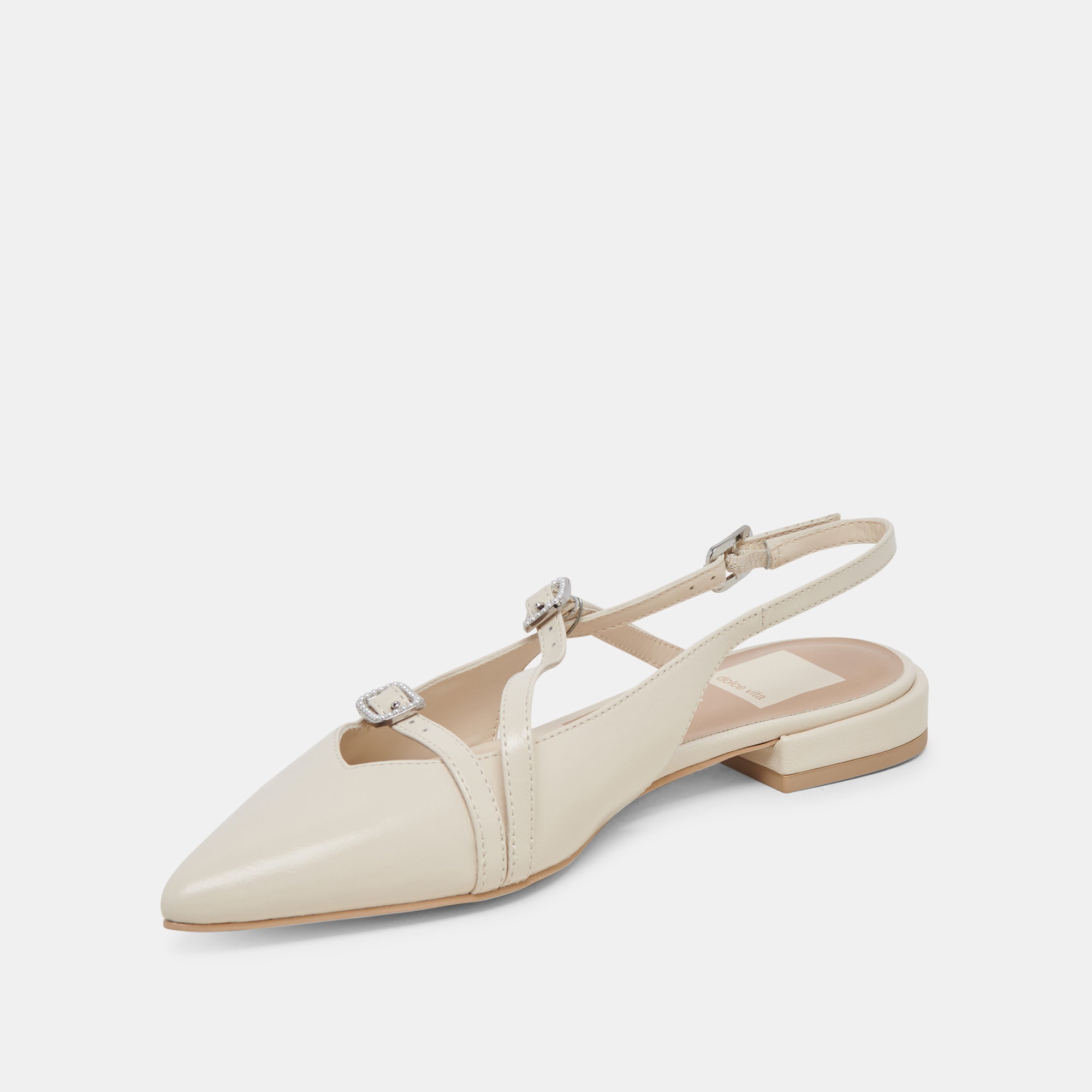 PAMLA PEARL FLATS IVORY CRINKLE PATENT – Dolce Vita