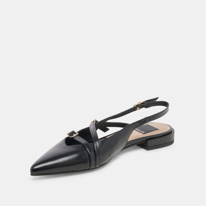 PAMLA WIDE FLATS BLACK CRINKLE PATENT