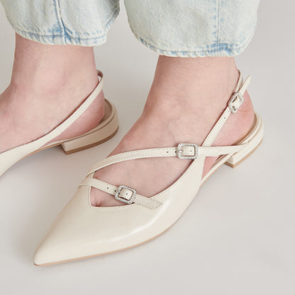 PAMLA PEARL FLATS IVORY CRINKLE PATENT