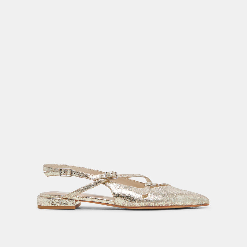 PAMLA FLATS PLATINUM DISTRESSED LEATHER