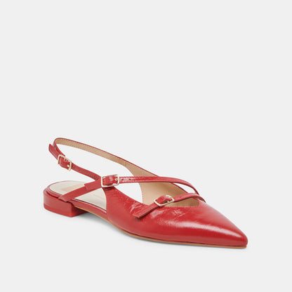 PAMLA FLATS RED CRINKLE PATENT