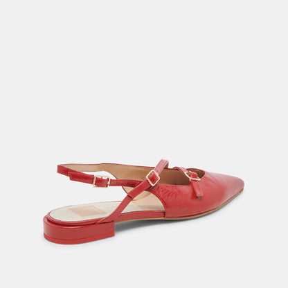 PAMLA FLATS RED CRINKLE PATENT