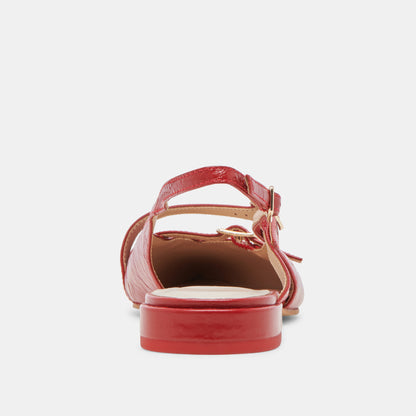 PAMLA FLATS RED CRINKLE PATENT