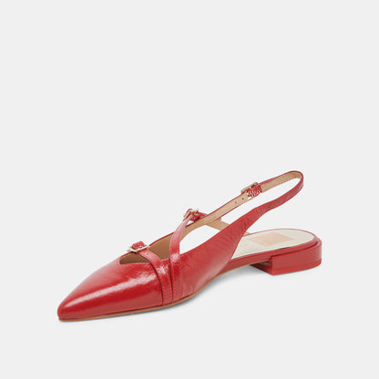 PAMLA FLATS RED CRINKLE PATENT