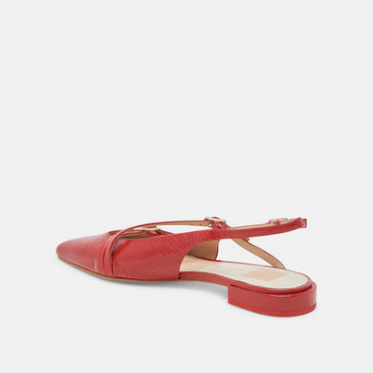 PAMLA FLATS RED CRINKLE PATENT