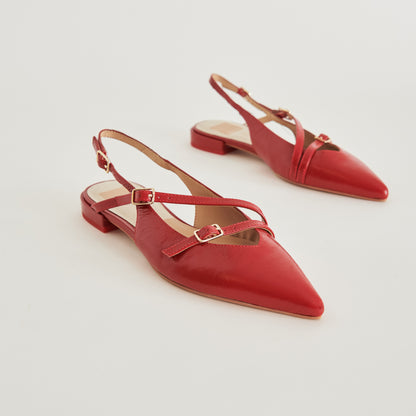 PAMLA FLATS RED CRINKLE PATENT