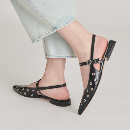 PENNEY STUD FLATS MIDNIGHT CRINKLE PATENT