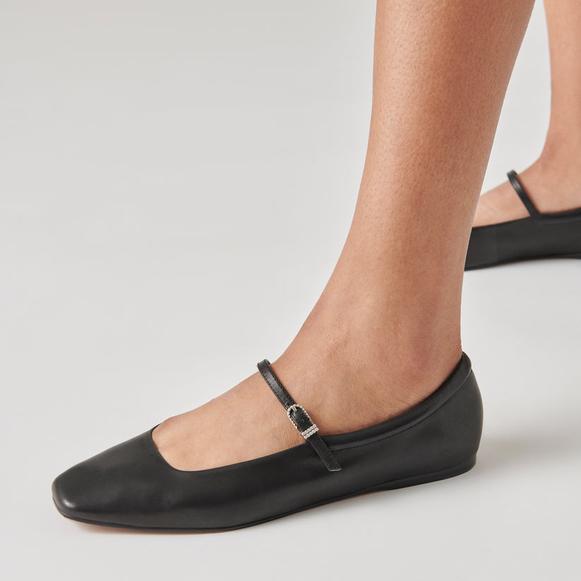 REYES Ballet Flats Black Leather | Black Leather Flats – Dolce Vita