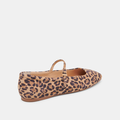 REYES BALLET FLATS DK LEOPARD SUEDE