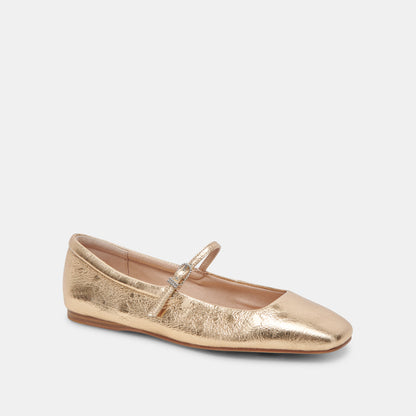 REYES BALLET FLATS GOLD DISTRESSED LEATHER