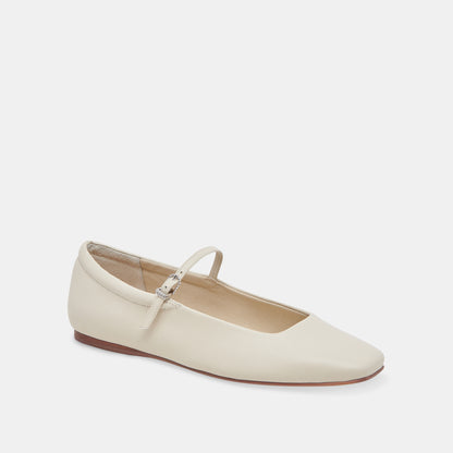 REYES WIDE BALLET FLATS IVORY LEATHER