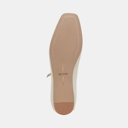 REYES WIDE BALLET FLATS IVORY LEATHER