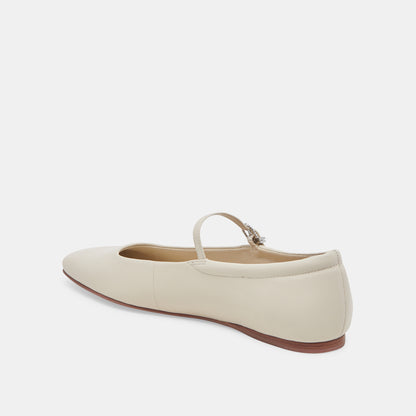 REYES WIDE BALLET FLATS IVORY LEATHER