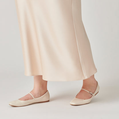 REYES WIDE BALLET FLATS IVORY LEATHER