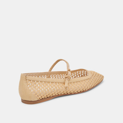 REYES BALLET FLATS LT NATURAL WOVEN RAFFIA