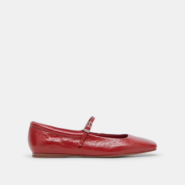 Reyes Ballet Flats Red Crinkle Patent | Women's Red Ballets – Dolce Vita