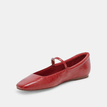 REYES BALLET FLATS RED CRINKLE PATENT