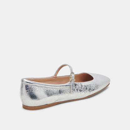 REYES BALLET FLATS SILVER DISTRESSED LEATHER