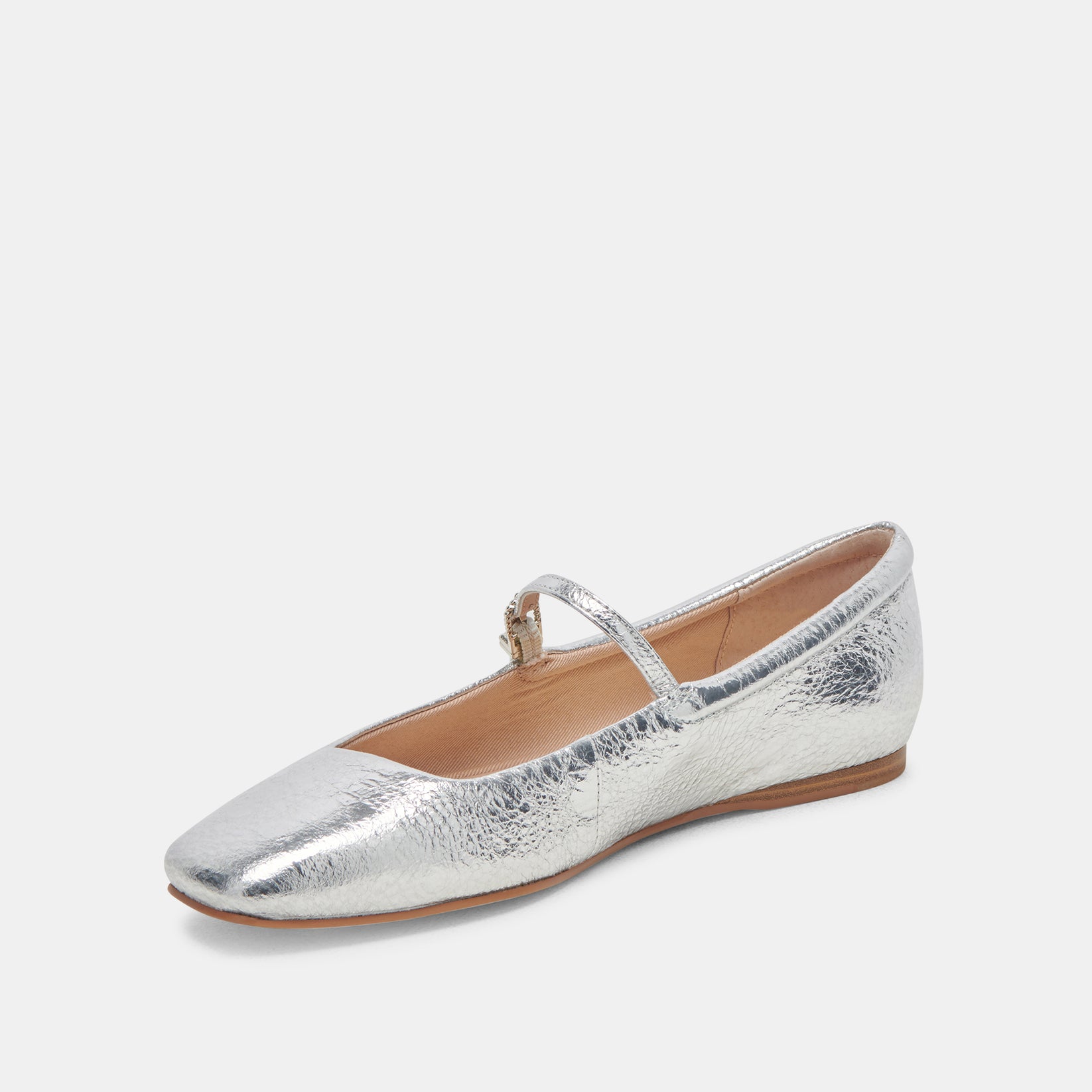 Reyes Ballet Flats Silver Distressed Leather | Silver Ballet Flats ...