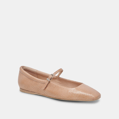 REYES BALLET FLATS TOFFEE SNAKE EMBOSSED