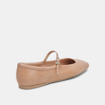 REYES BALLET FLATS TOFFEE SNAKE EMBOSSED