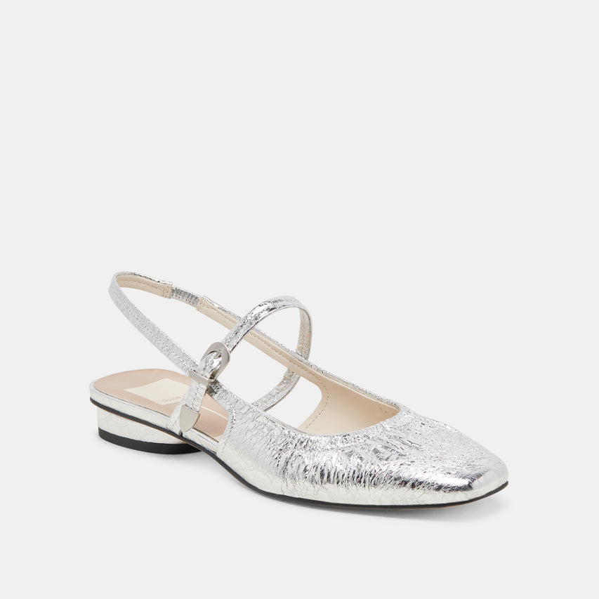 RIANNE FLATS SILVER DISTRESSED LEATHER