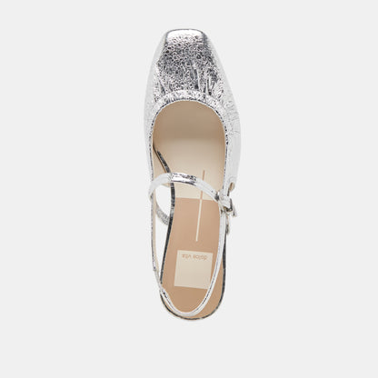 RIANNE FLATS SILVER DISTRESSED LEATHER