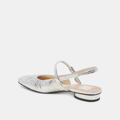 RIANNE FLATS SILVER DISTRESSED LEATHER