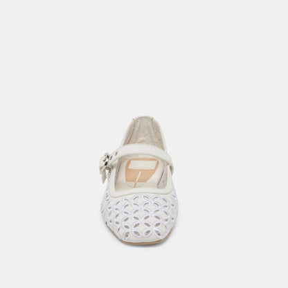 RODNI EYELET PERF BALLET FLATS TRUE WHITE LEATHER