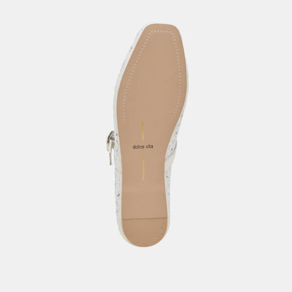 RODNI EYELET PERF BALLET FLATS TRUE WHITE LEATHER