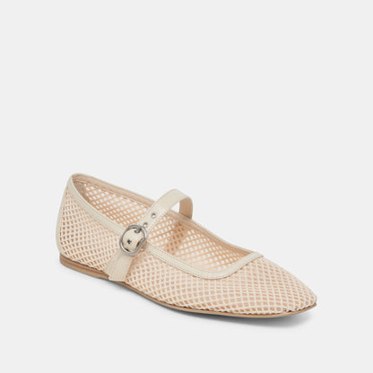 RODNI MESH BALLET FLATS CREME WOVEN MESH