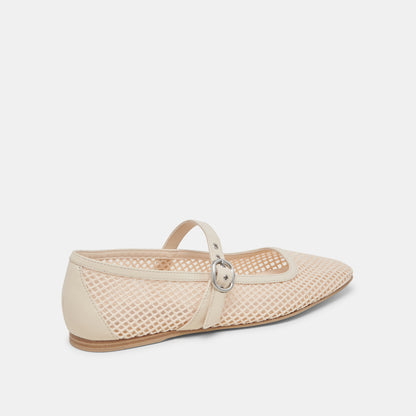 RODNI MESH BALLET FLATS CREME WOVEN MESH