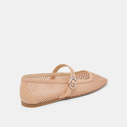 RODNI MESH BALLET FLATS LIGHT TAN WOVEN MESH