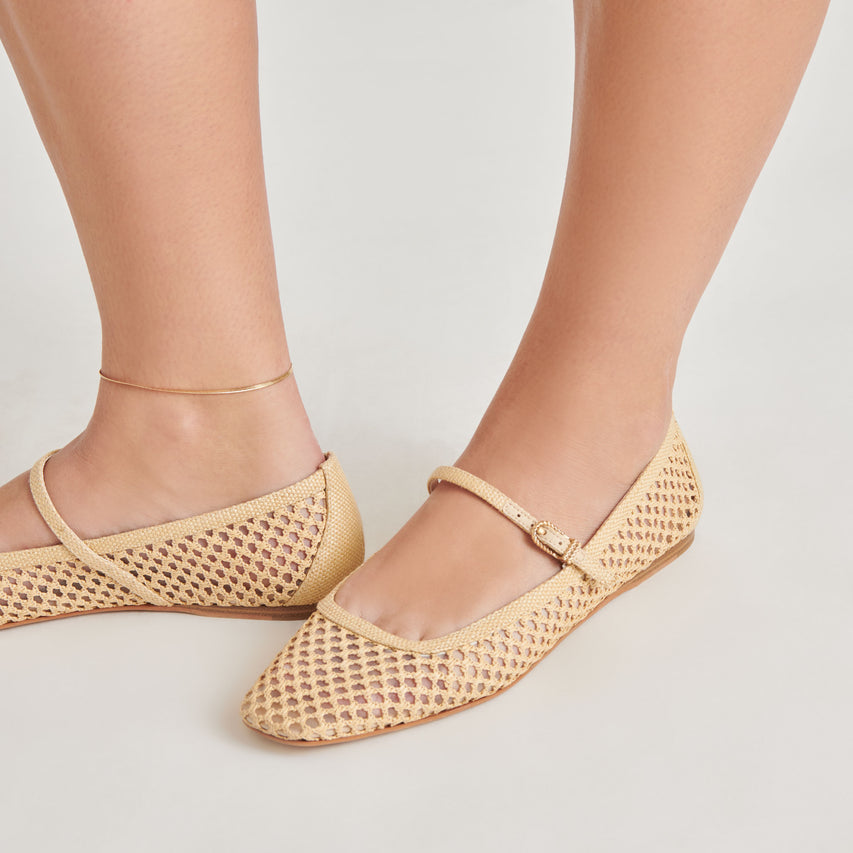 REYES BALLET FLATS LT NATURAL WOVEN RAFFIA